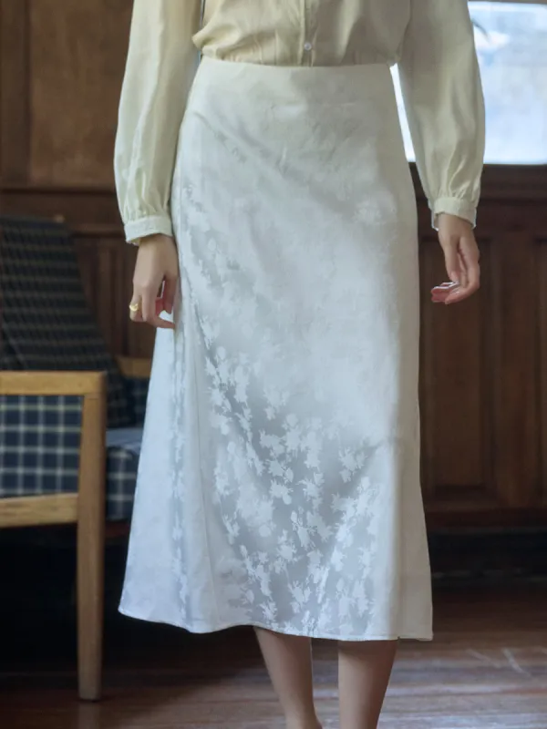 Mikayla  Rose Jacquard Satin Skirt sold by Simple Retro