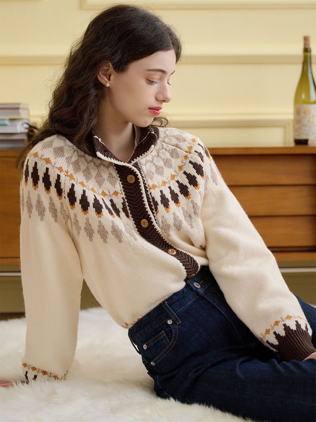 【Final Sale】Zoey Classic Fair Isle Contrast Sweater sold by Simple Retro product image thumbnail 5