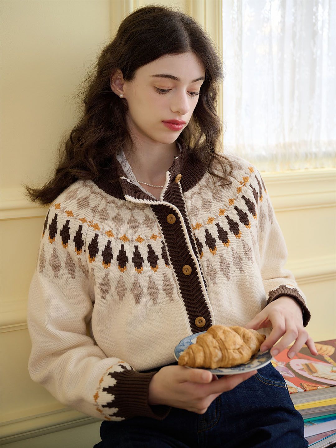 【Final Sale】Zoey Classic Fair Isle Contrast Sweater sold by Simple Retro product image thumbnail 3