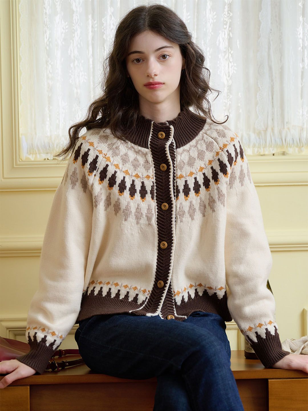 【Final Sale】Zoey Classic Fair Isle Contrast Sweater sold by Simple Retro product image thumbnail 6