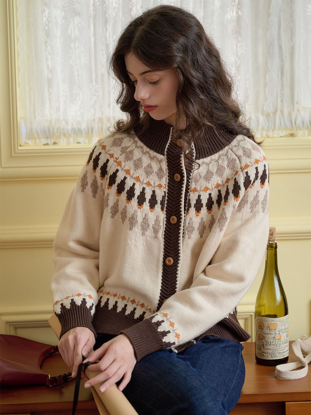 【Final Sale】Zoey Classic Fair Isle Contrast Sweater sold by Simple Retro product image thumbnail 4