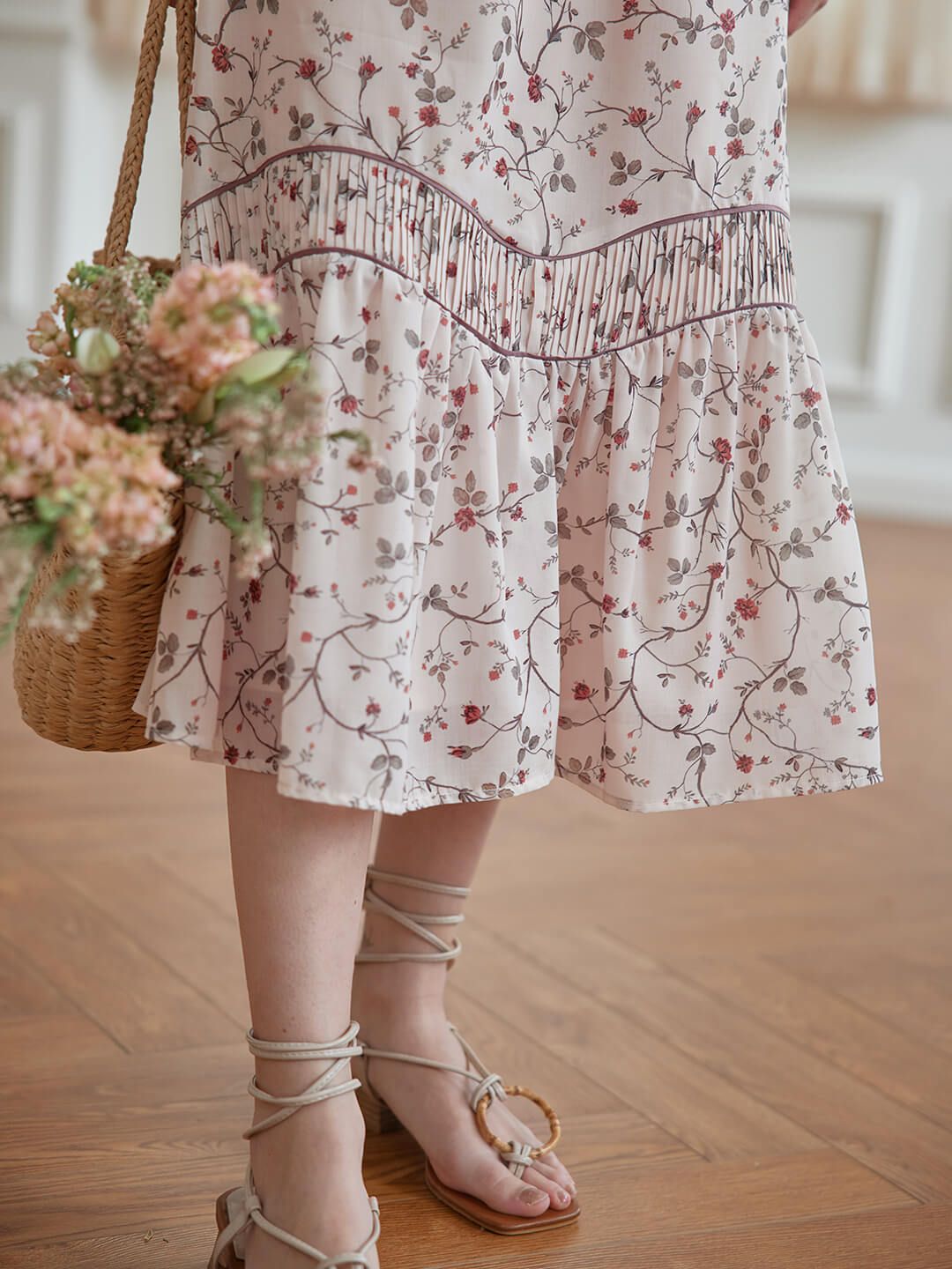 (Clearance) Marie Printed Brown Midi Skirt sold by Simple Retro product image thumbnail 3