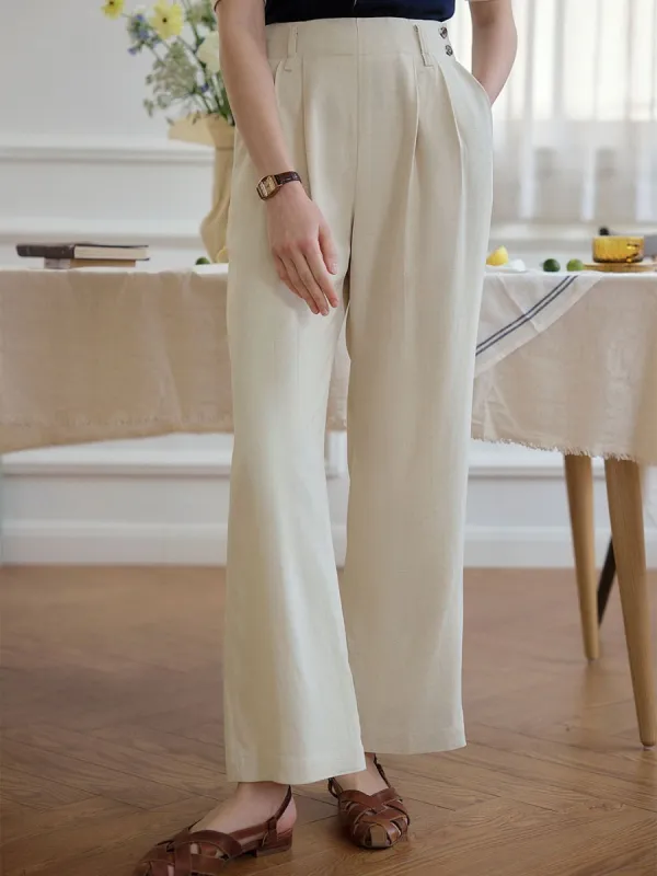 Rosalia Linen Casual Straight-Leg Pants sold by Simple Retro