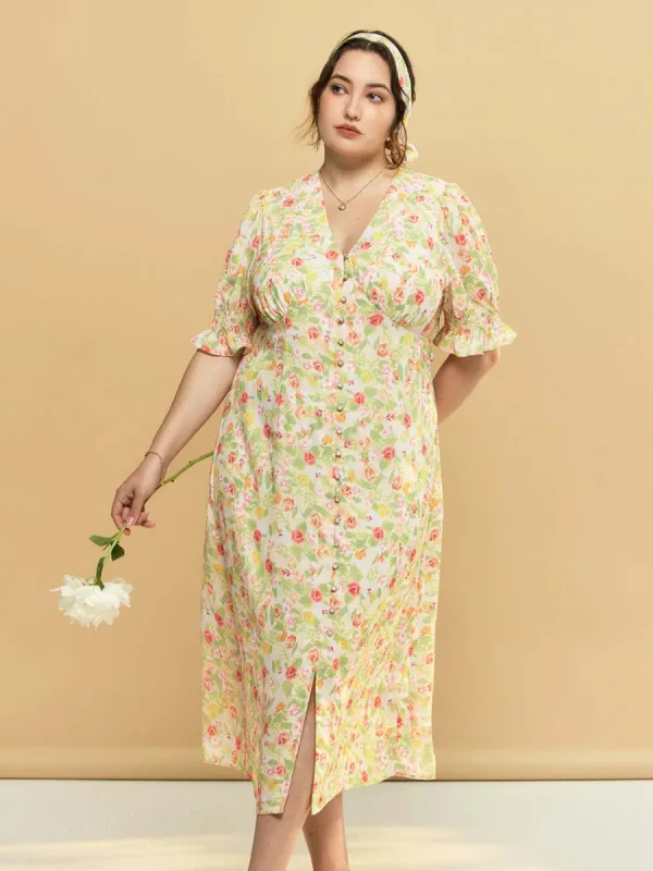 【Final Sale】Plus Size Kora Floral Printed Maxi Dress sold by Simple Retro