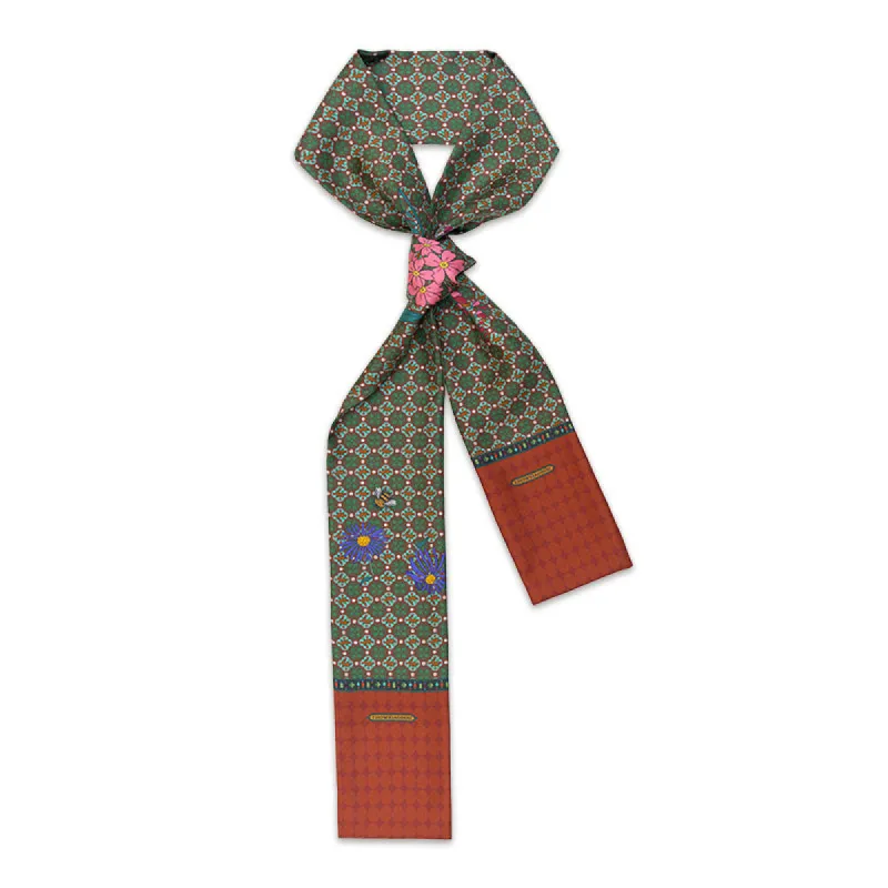 Chowxiaodou Printed Twill Silk Narrow Scarf-Red sold by Simple Retro