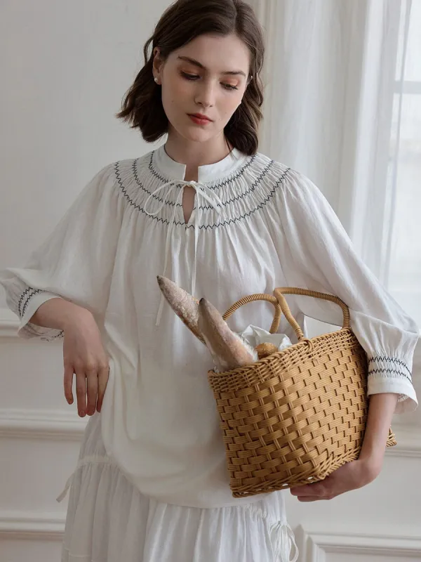 Sunny Romantic Loose V-Neck Blouse sold by Simple Retro
