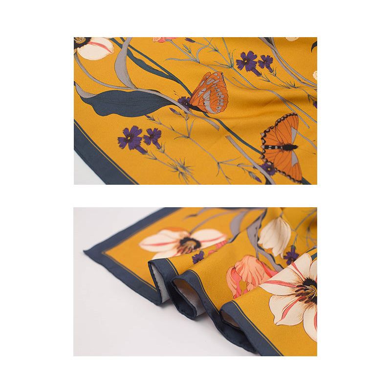 Chowxiaodou 16 Momme Tulip Silk Twill Large Square Scarf 90*90 sold by Simple Retro product image thumbnail 5