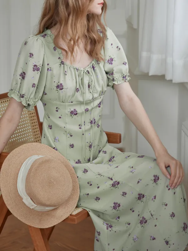 Magnolia Printed Floral Green Midi Dress sold by Simple Retro