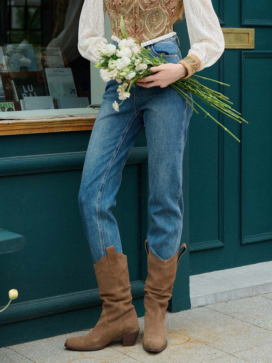 Sophie Retro High Waist Straight Jeans sold by Simple Retro