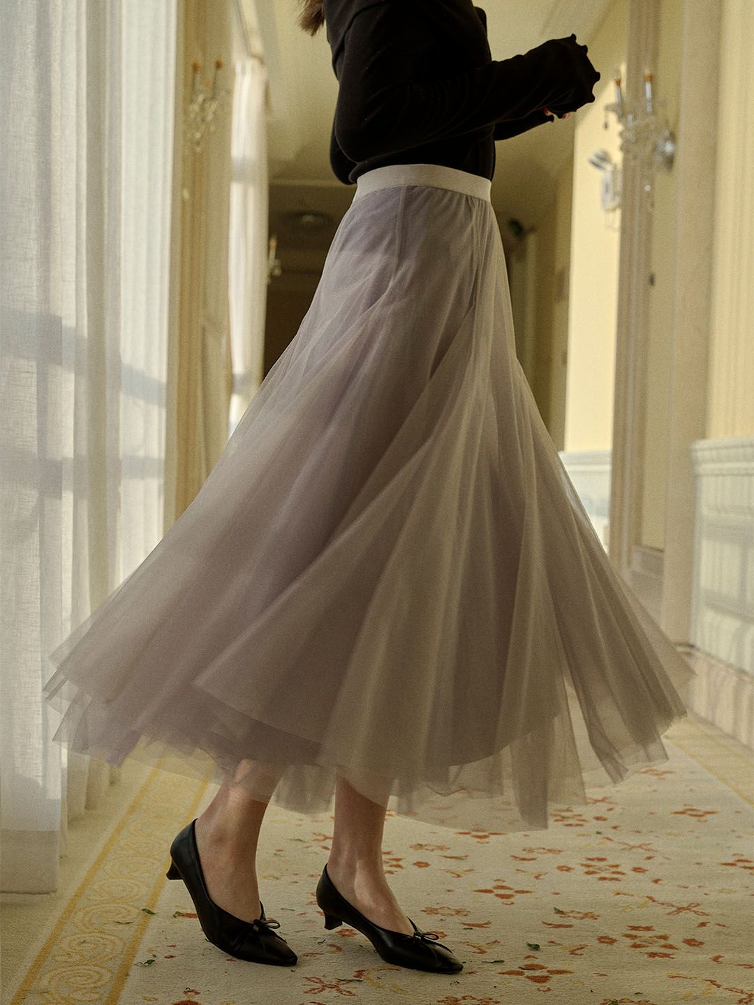 Hallie Romantic Sweet A-line Mesh Skirt sold by Simple Retro product image thumbnail 5