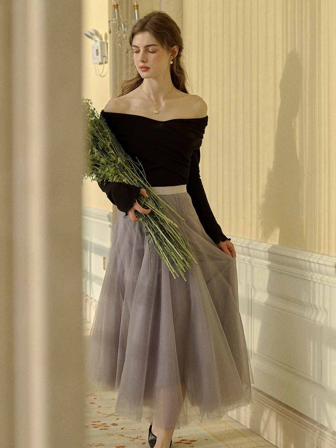 Hallie Romantic Sweet A-line Mesh Skirt sold by Simple Retro product image thumbnail 4