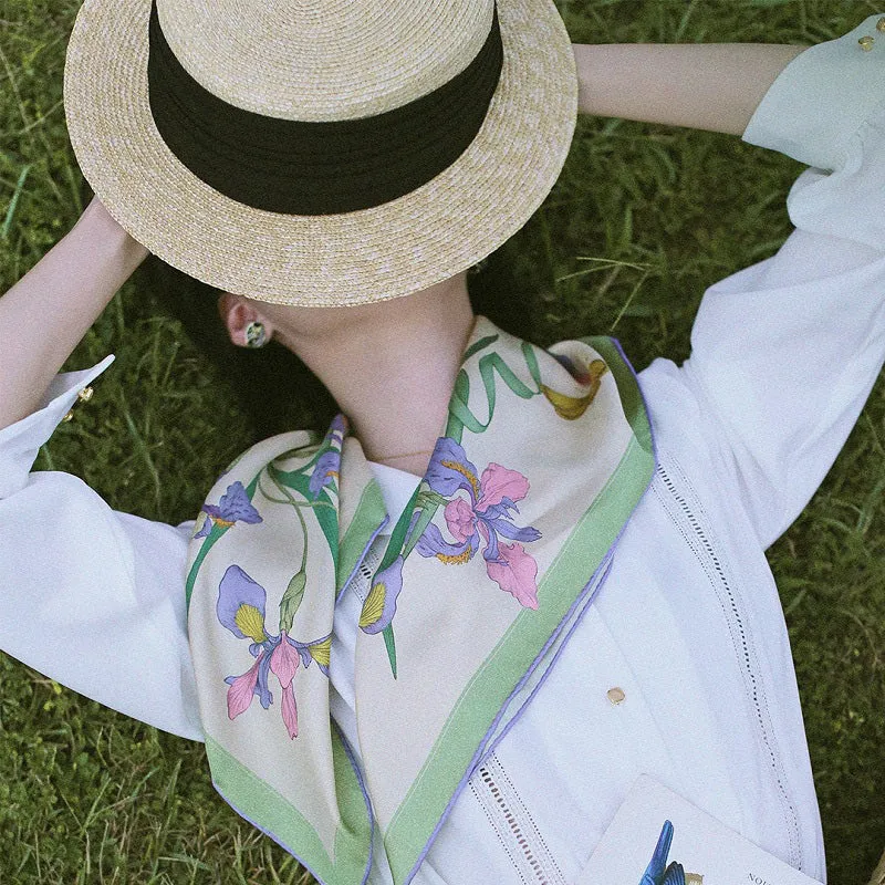 Chowxiaodou 16 Momme Iris Silk Twill Small Square Scarf 65*65 sold by Simple Retro product image thumbnail 5