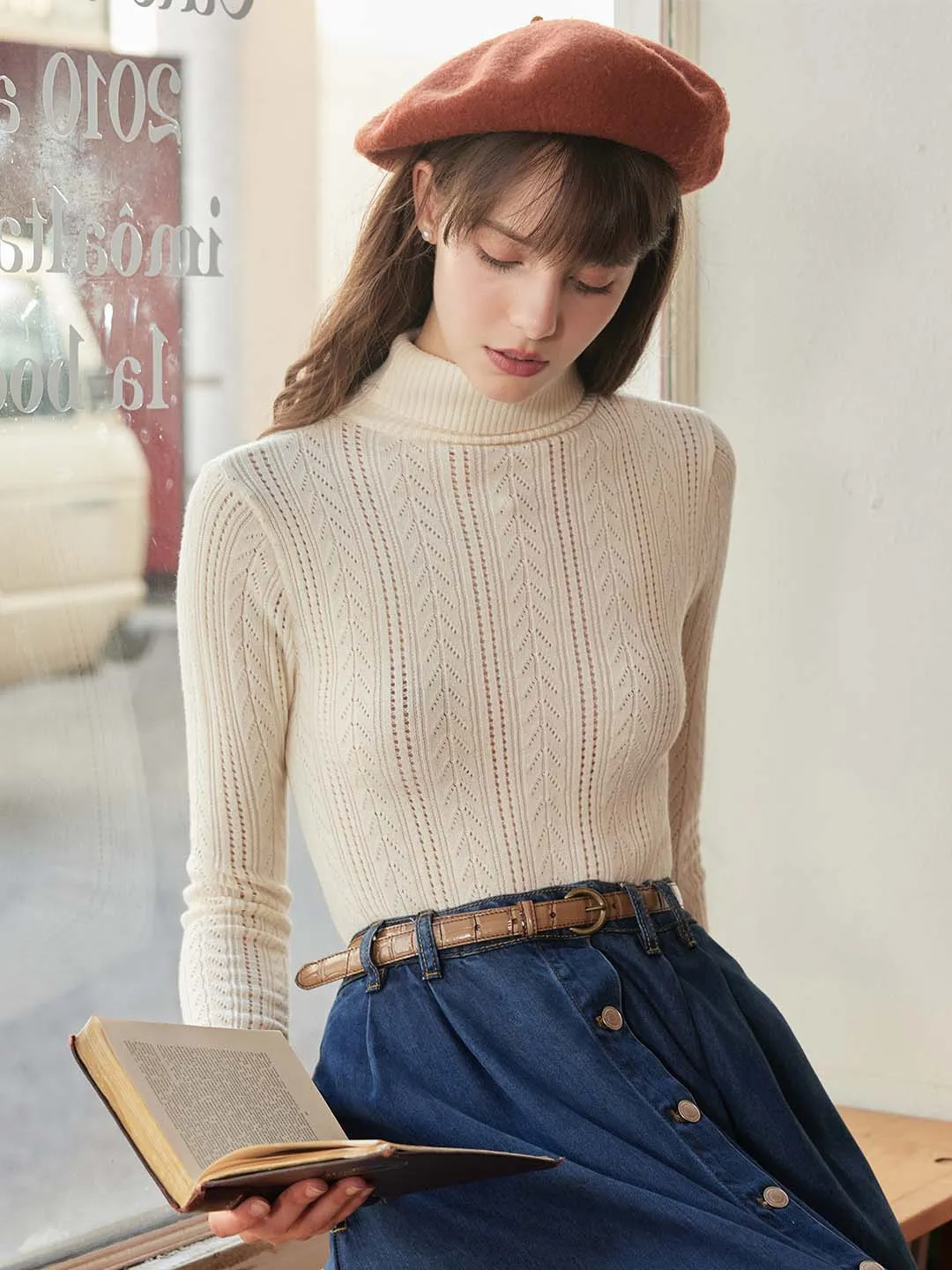 【Final Sale】Ariana Solid Color Turtleneck Slim Fit Knitted Top sold by Simple Retro