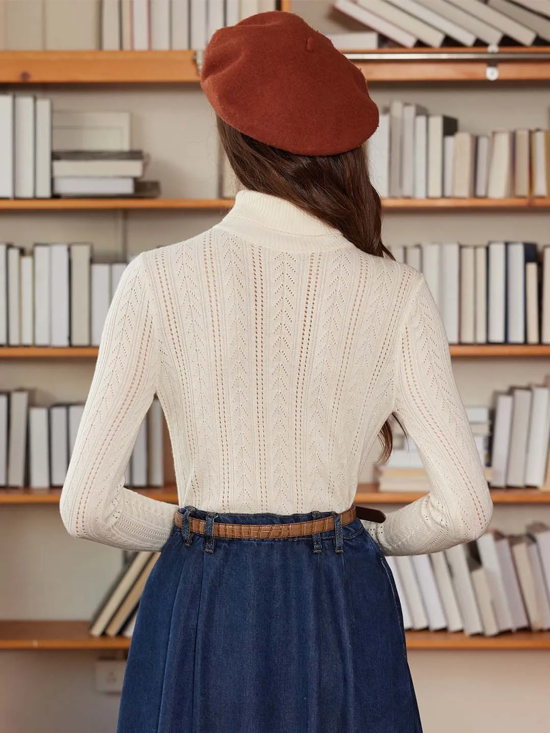 【Final Sale】Ariana Solid Color Turtleneck Slim Fit Knitted Top sold by Simple Retro product image thumbnail 2