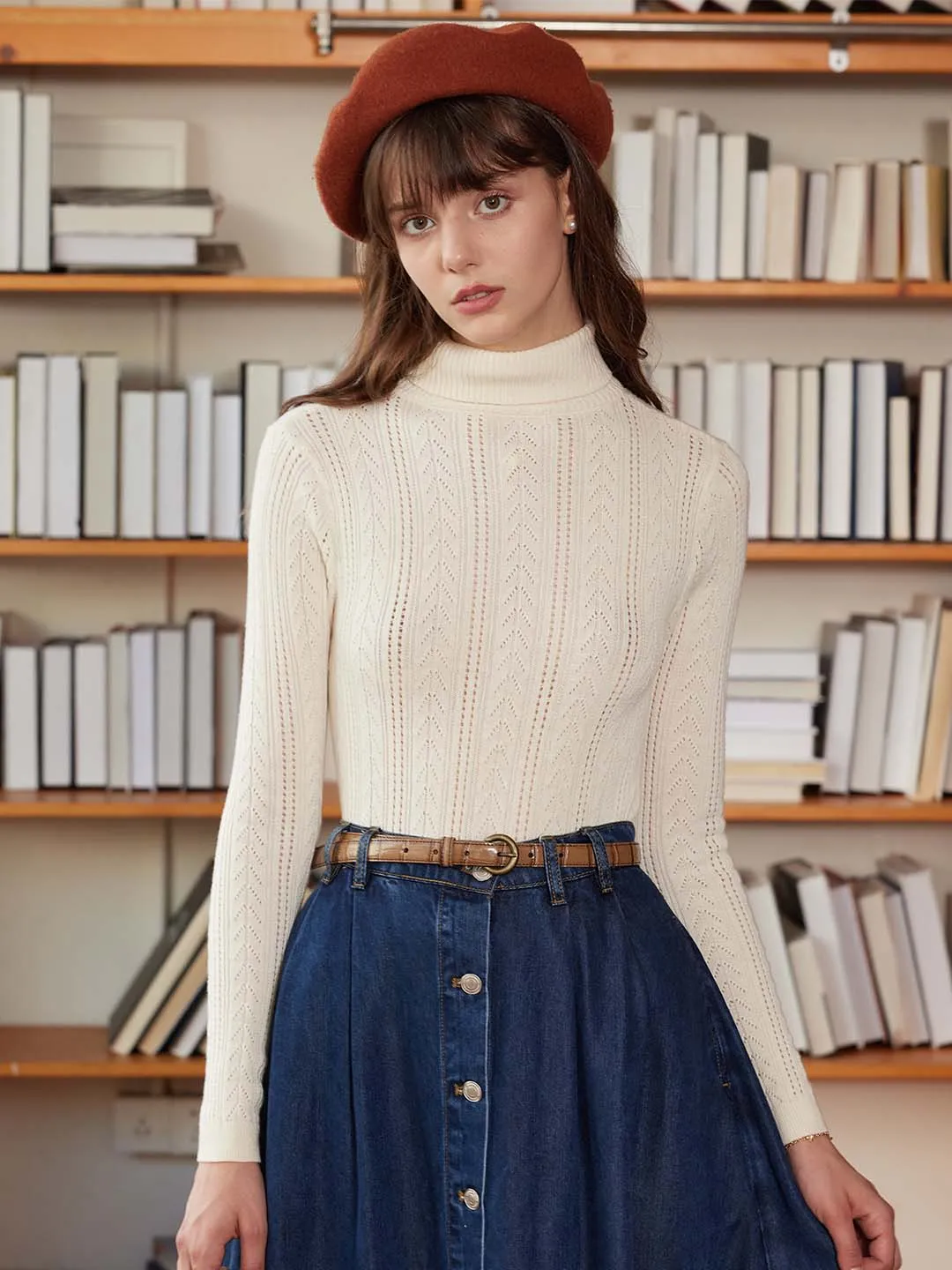 【Final Sale】Ariana Solid Color Turtleneck Slim Fit Knitted Top sold by Simple Retro product image thumbnail 3