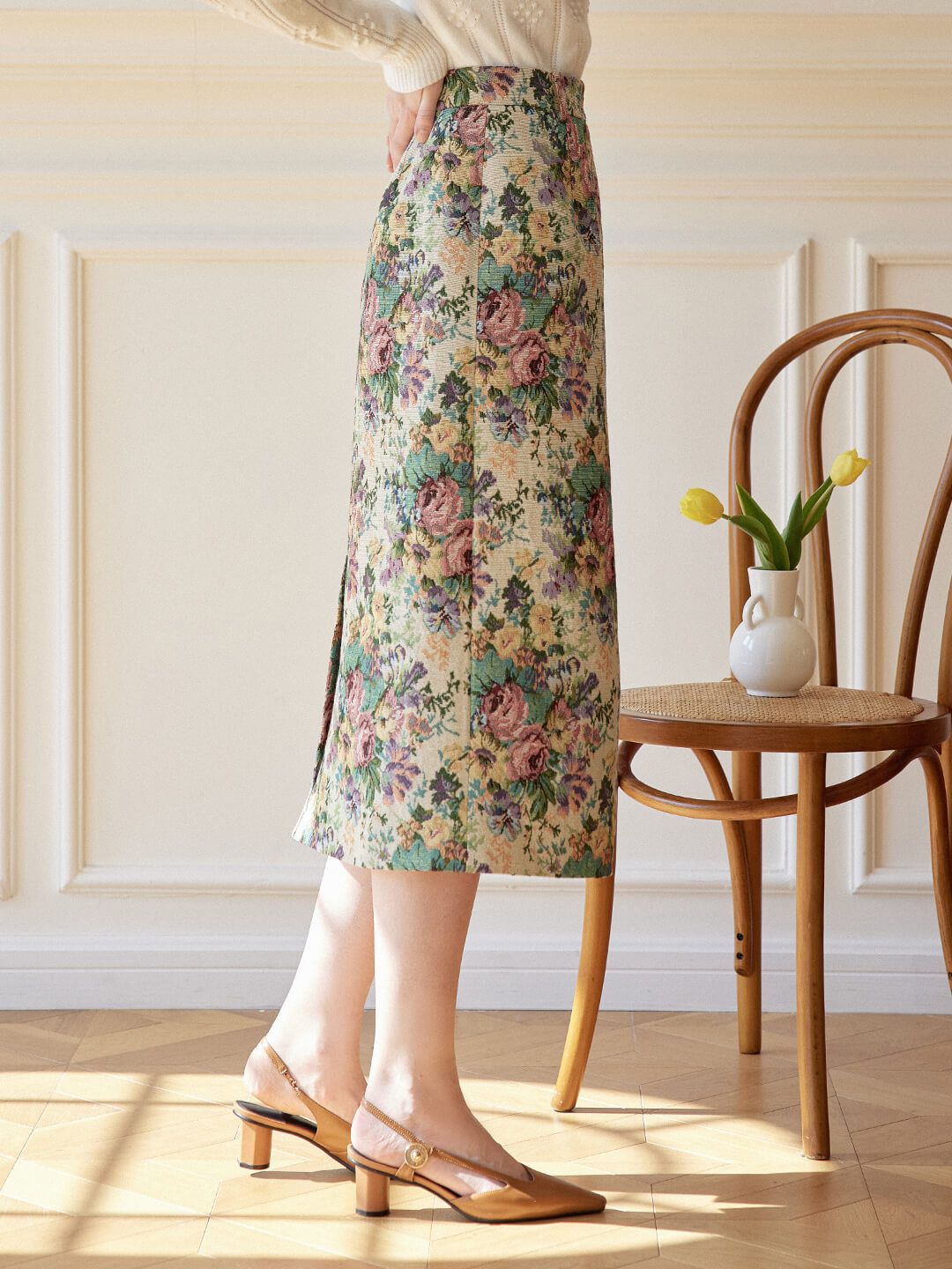 Cosette Rose Jacquard Midi Skirt sold by Simple Retro product image thumbnail 3