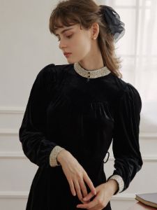 Scarlett Lace Black Velvet Dress sold by Simple Retro