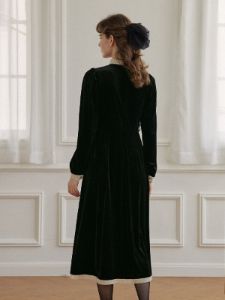 Scarlett Lace Black Velvet Dress sold by Simple Retro