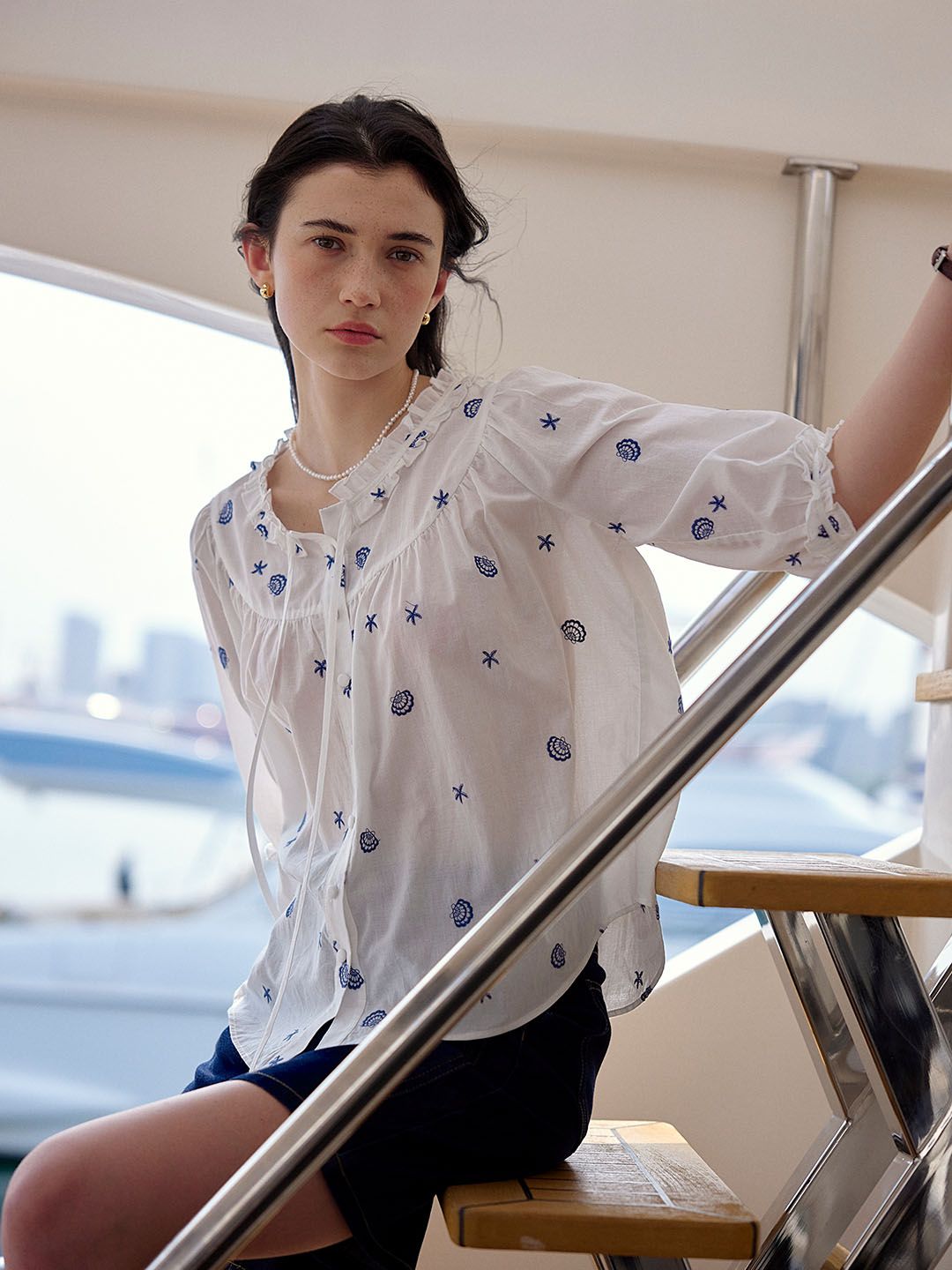 Penny Original Shell Embroidered Cotton Blouse sold by Simple Retro product image thumbnail 4