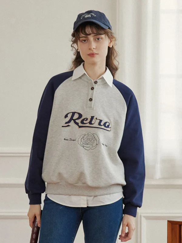 Amaya Embroidered Gray Fleece Sweatshirt sold by Simple Retro