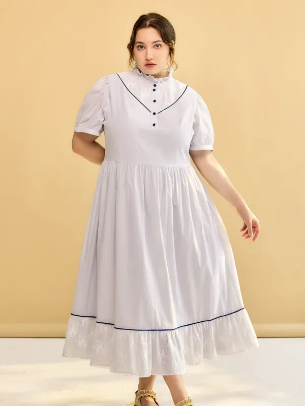 【Final Sale】Plus Size Alva Retro Lace Blue Dress sold by Simple Retro