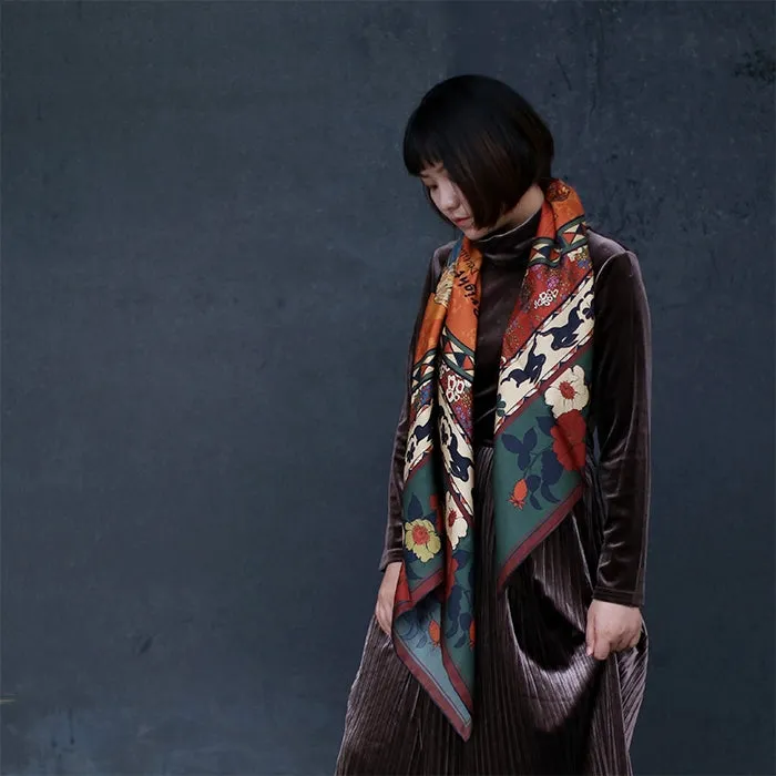 Chowxiaodou 16 Momme Large Square Slik Twill Scarf 110*110 sold by Simple Retro product image thumbnail 4