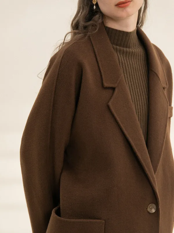 Emilia Coffee Double-faced Wool Coat sold by Simple Retro