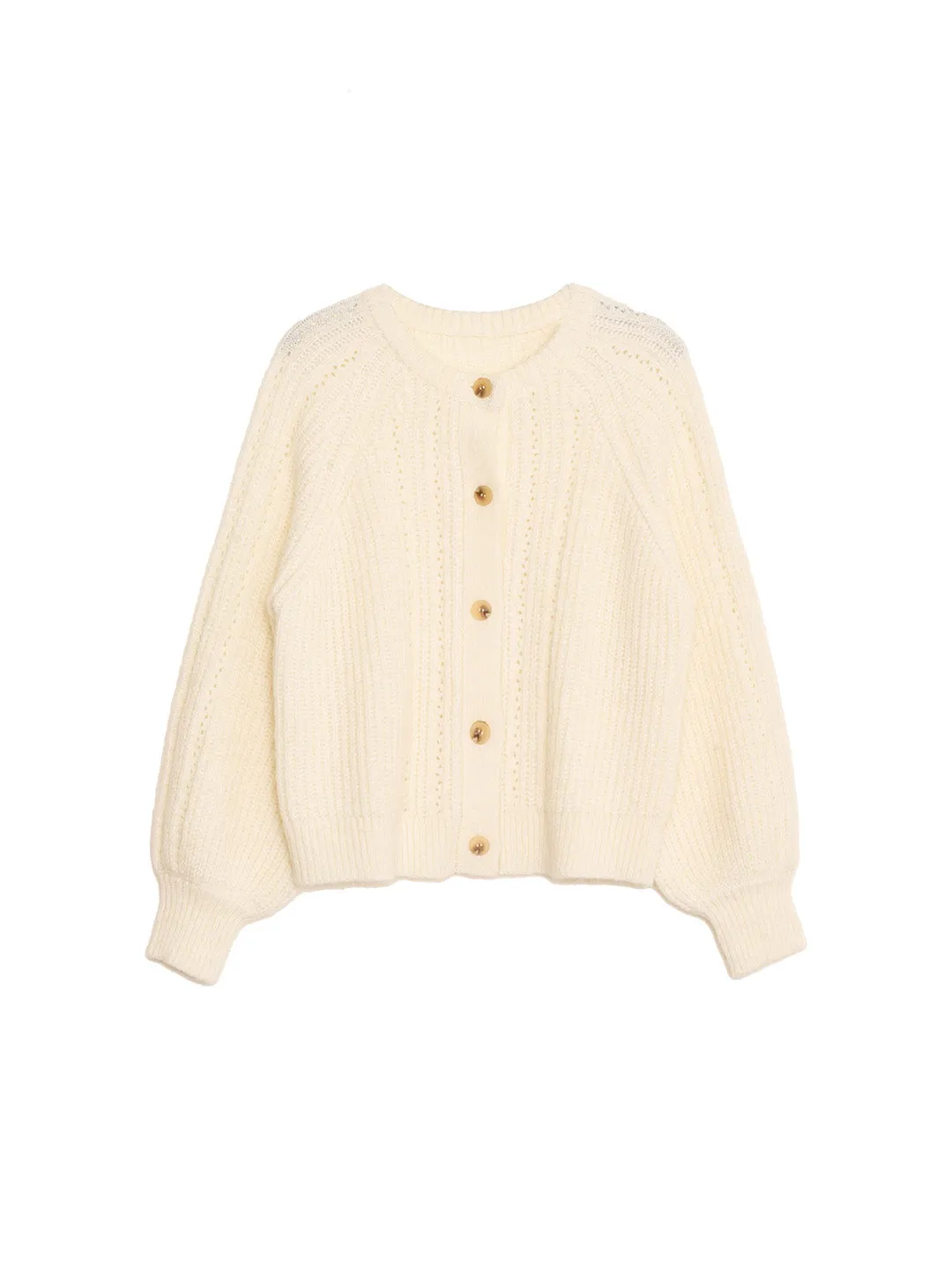 Destiny Round Neck Ribbed Wool Cardigan sold by Simple Retro product image thumbnail 2