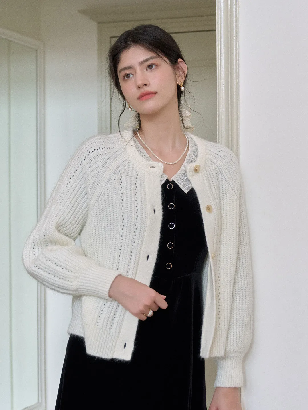 Destiny Round Neck Ribbed Wool Cardigan sold by Simple Retro product image thumbnail 4