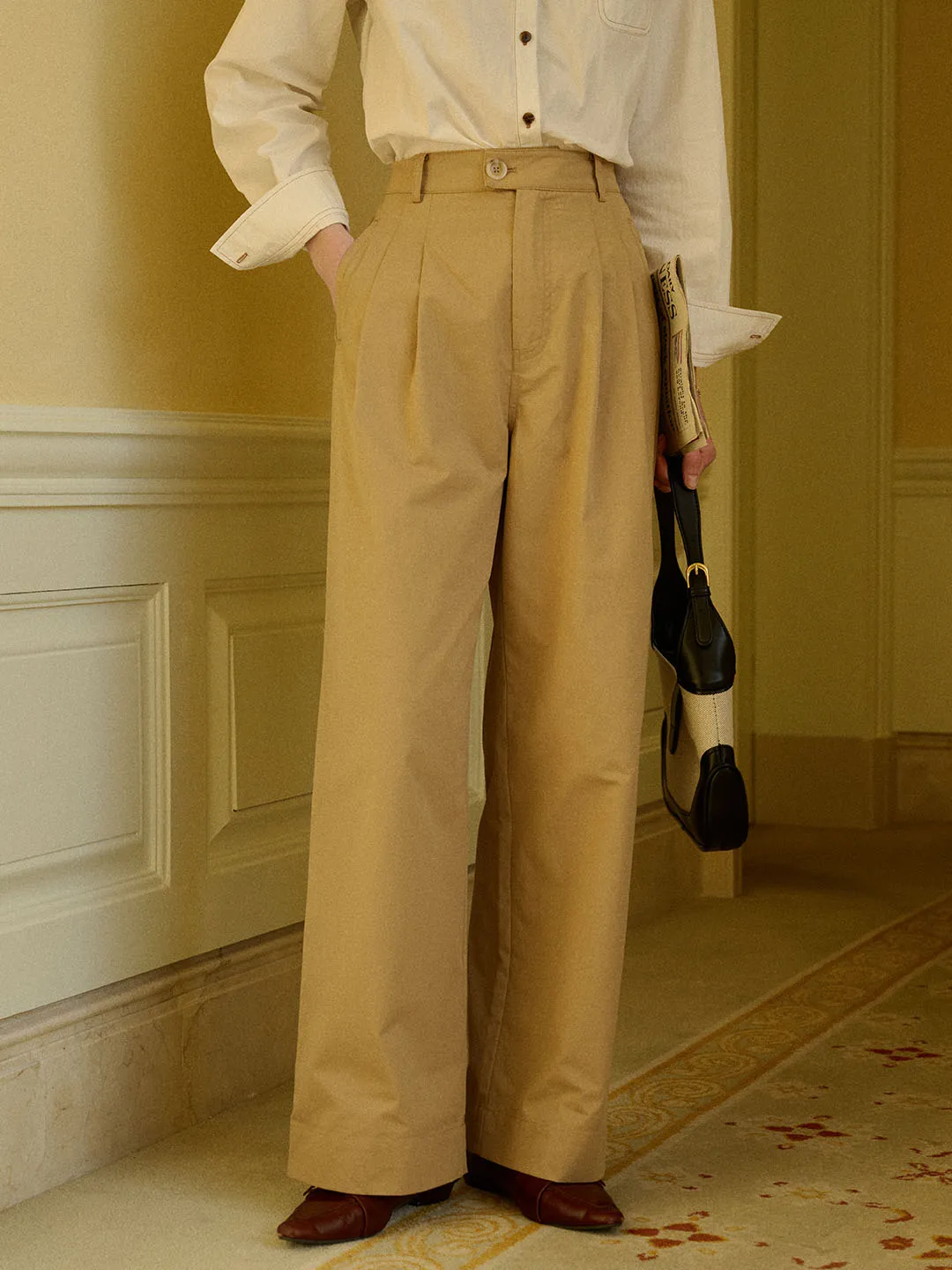 Blake Casual Mid-high Waist Cotton Straight Trousers sold by Simple Retro