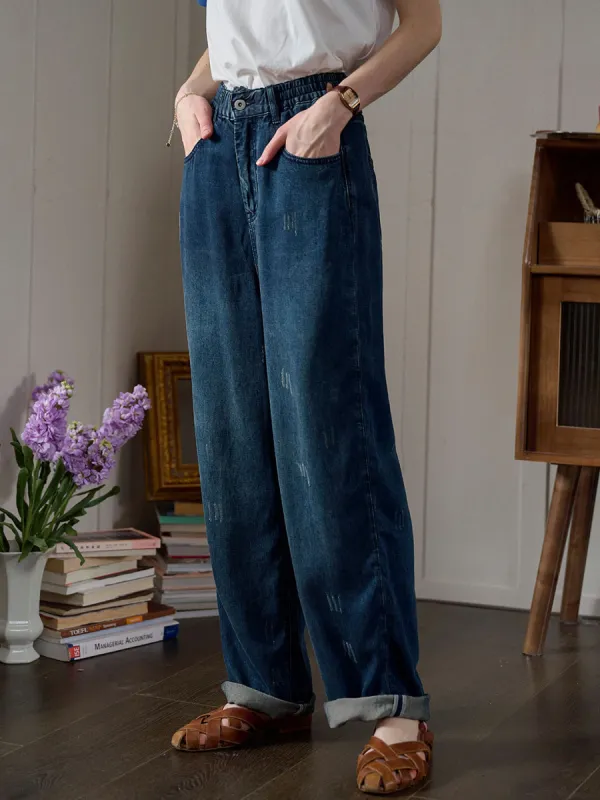 Jayla Vintage High-rise Straight-leg Drawstring Jeans sold by Simple Retro