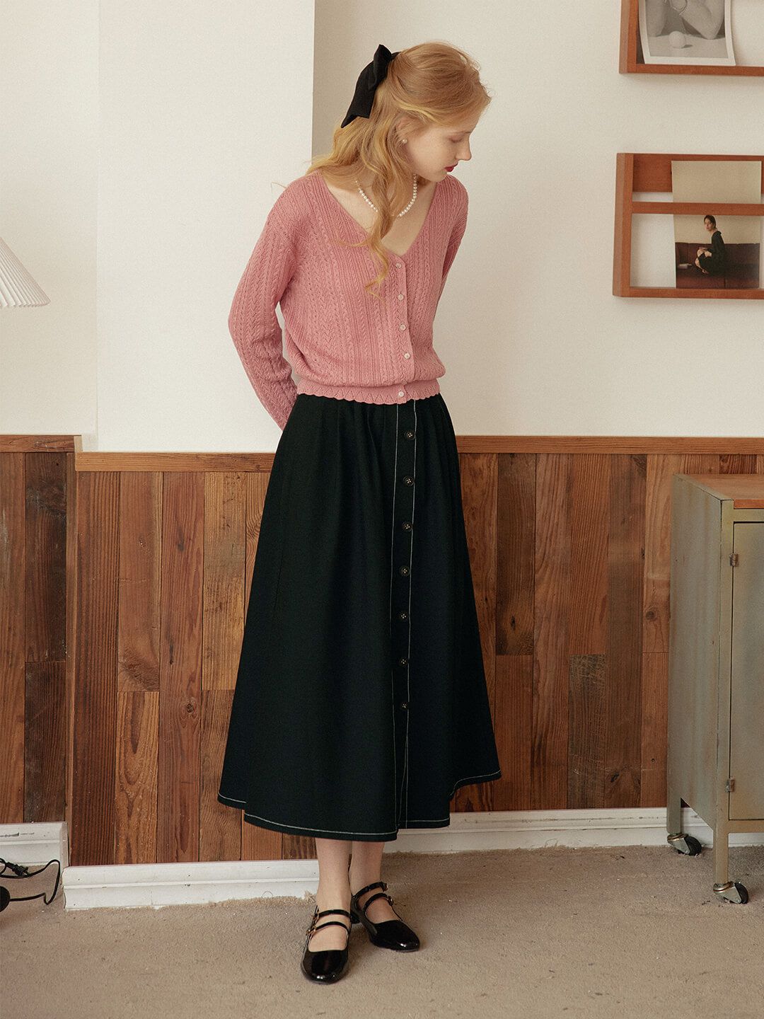 【FINAL SALE】Madge High-waisted Black Maxi Skirt sold by Simple Retro product image thumbnail 4
