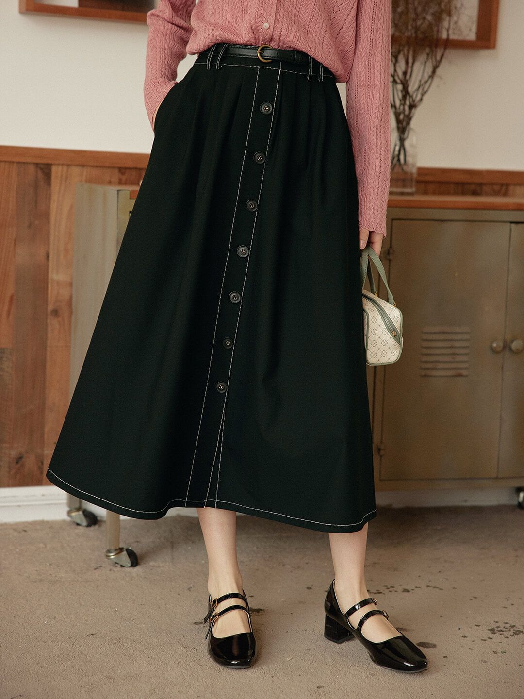 【FINAL SALE】Madge High-waisted Black Maxi Skirt sold by Simple Retro product image thumbnail 2