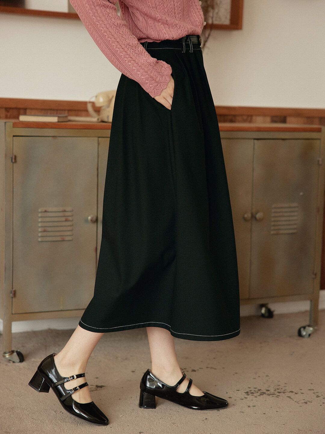 【FINAL SALE】Madge High-waisted Black Maxi Skirt sold by Simple Retro product image thumbnail 6