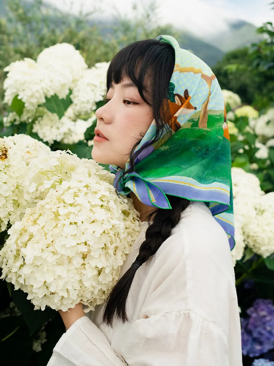 Copy of Chowxiaodou Grape Print Twill Silk Square Scarf sold by Simple Retro product image thumbnail 5