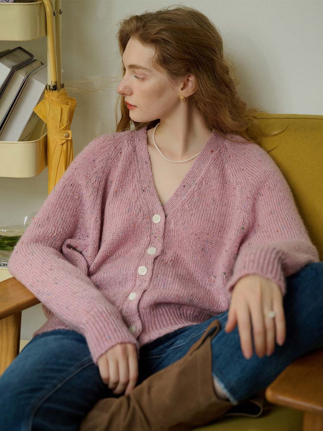 Valentina Solid V Neck Button Front Knit Cardigan sold by Simple Retro product image thumbnail 4