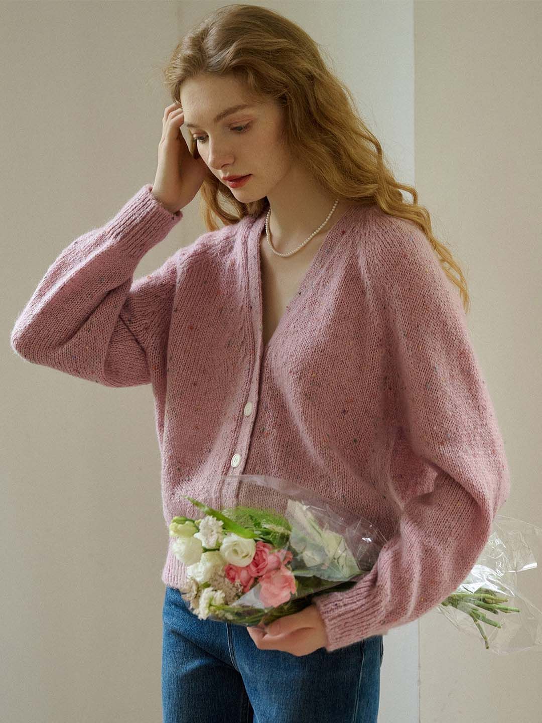 Valentina Solid V Neck Button Front Knit Cardigan sold by Simple Retro product image thumbnail 2