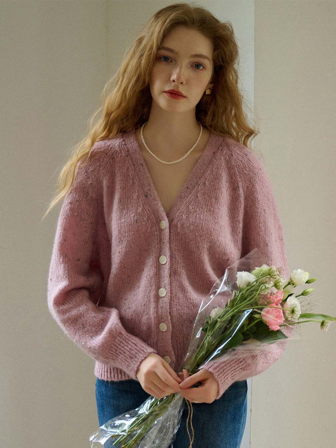 Valentina Solid V Neck Button Front Knit Cardigan sold by Simple Retro product image thumbnail 6