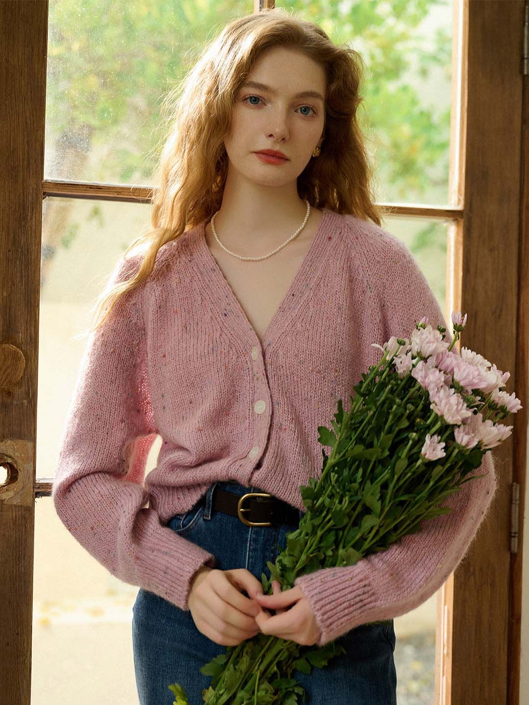 Valentina Solid V Neck Button Front Knit Cardigan sold by Simple Retro product image thumbnail 5