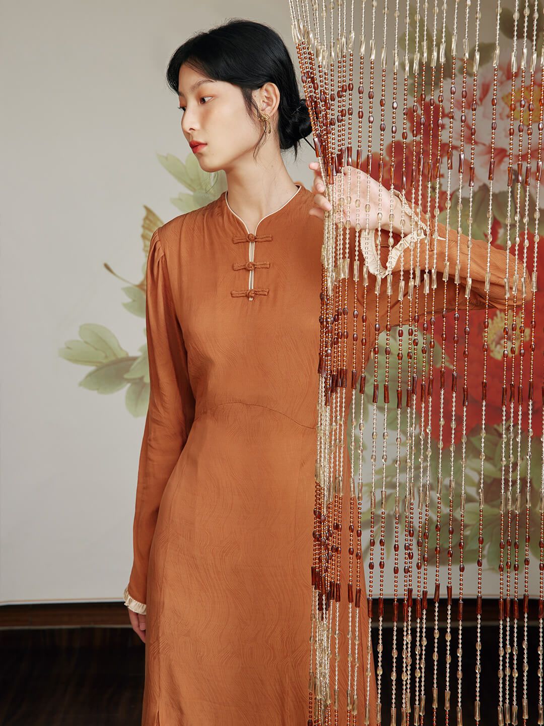 Alora Caramel Cheongsam Dress sold by Simple Retro product image thumbnail 2