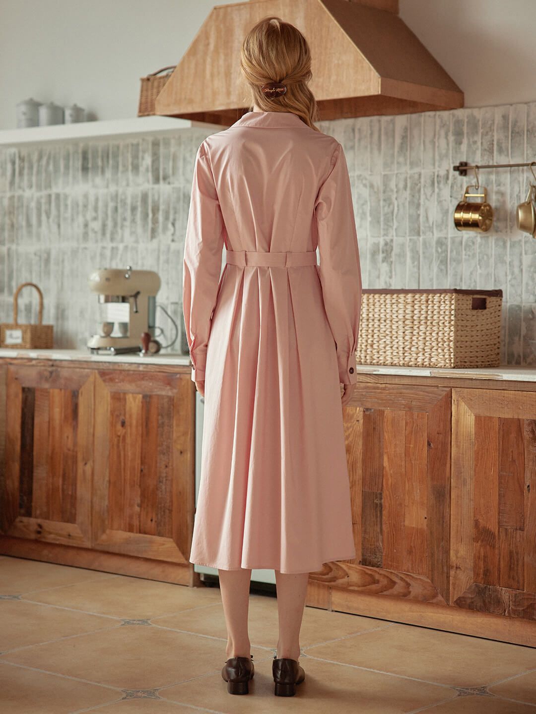 【FINAL SALE】Phoebe Pleated Pink Shirt Dress sold by Simple Retro product image thumbnail 5