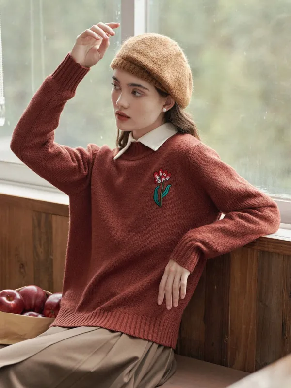 (Clearance) Happy to You Rabbit Tulip Knit Sweater sold by Simple Retro