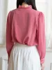 Hanna Puff Sleeve Pink Lace Blouse sold by Simple Retro