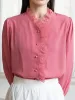 Hanna Puff Sleeve Pink Lace Blouse sold by Simple Retro