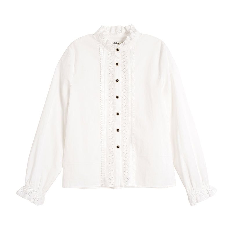 Victoria 100% Cotton Ruffle Mandarin Blouse sold by Simple Retro product image thumbnail 5