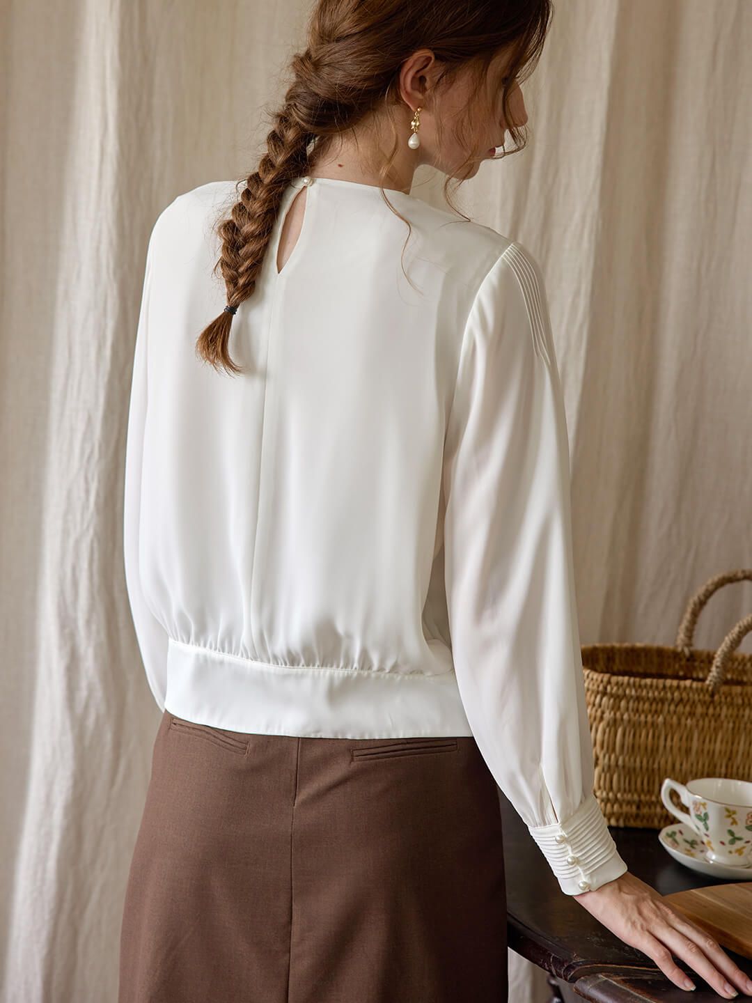 【Final sale】Julia Floral Embroidered White Blouse sold by Simple Retro product image thumbnail 5