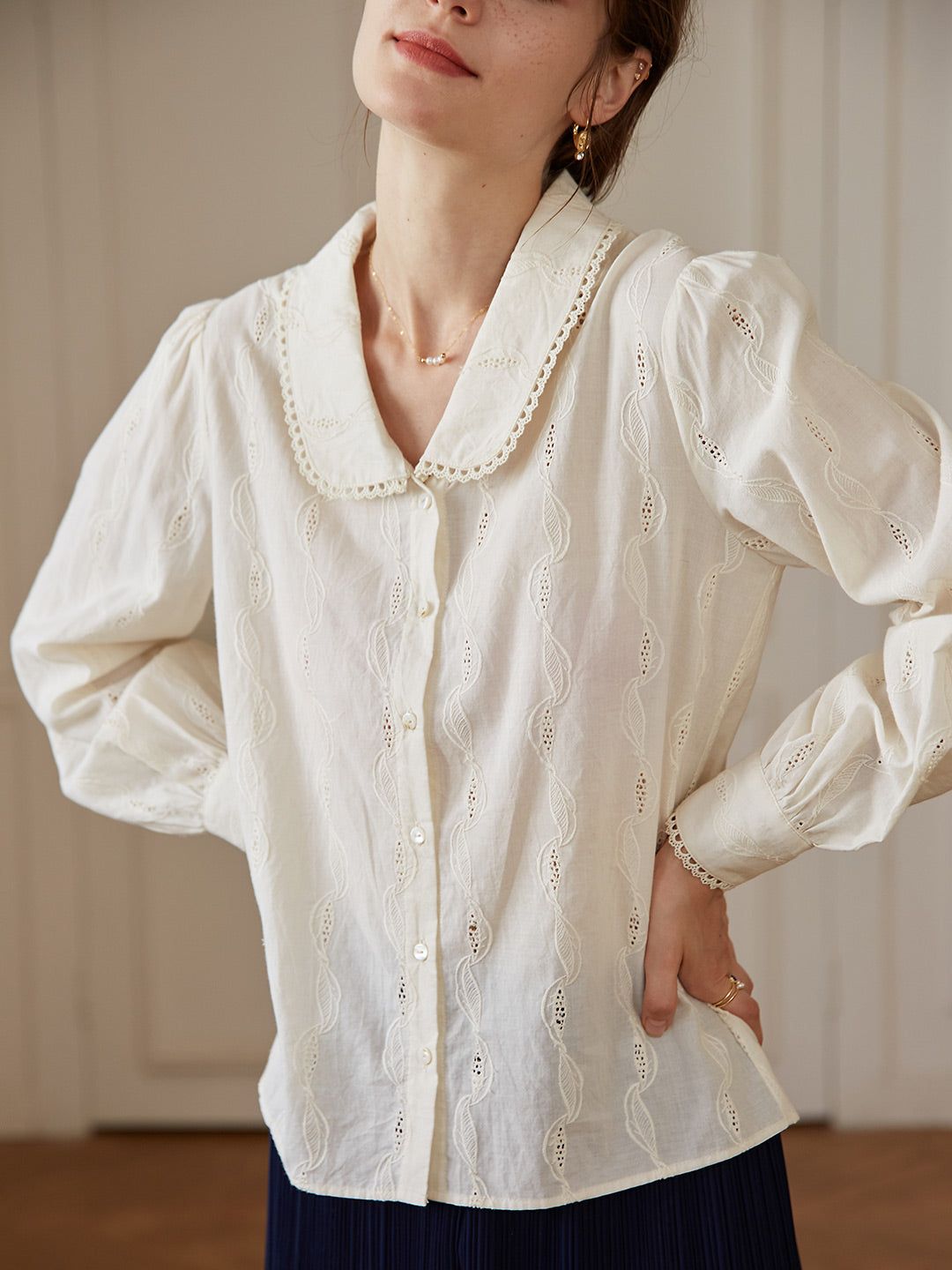 Victoria 100% Cotton Peter Pan Collar Shirt sold by Simple Retro