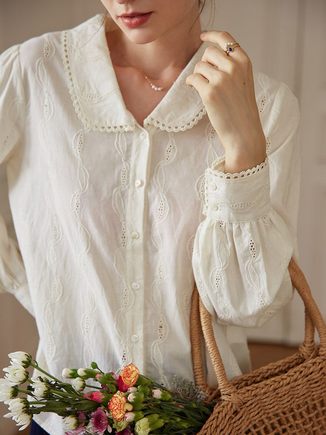 Victoria 100% Cotton Peter Pan Collar Shirt sold by Simple Retro product image thumbnail 2