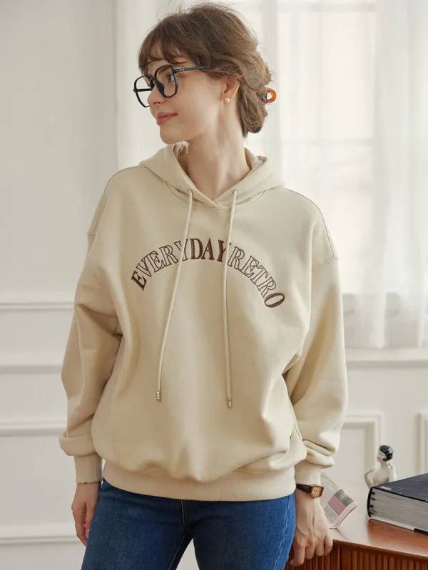 Amara Embroidered Apricot Fleece Hoodies sold by Simple Retro