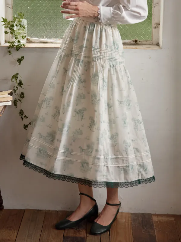 Anne Retro Printed White Midi Skirt sold by Simple Retro